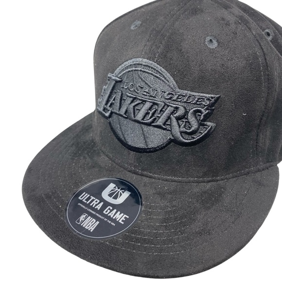 Ultra Game NBA Los Angeles Lakers Unisex SnapBack Hat Cap Black Suede NEW - Picture 6 of 9